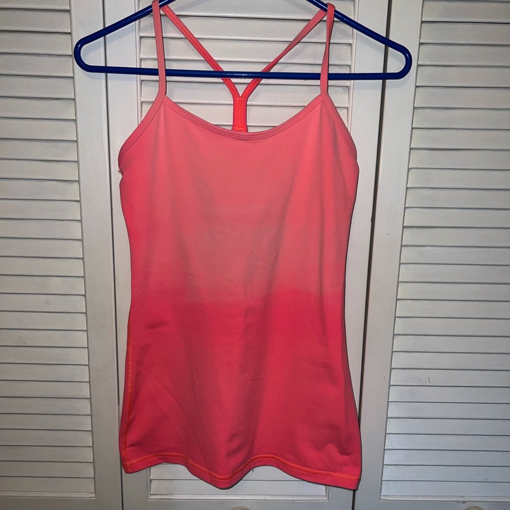 LULULEMON Athletica Power Y Tank Top Ombré Orange With Built-in Bra